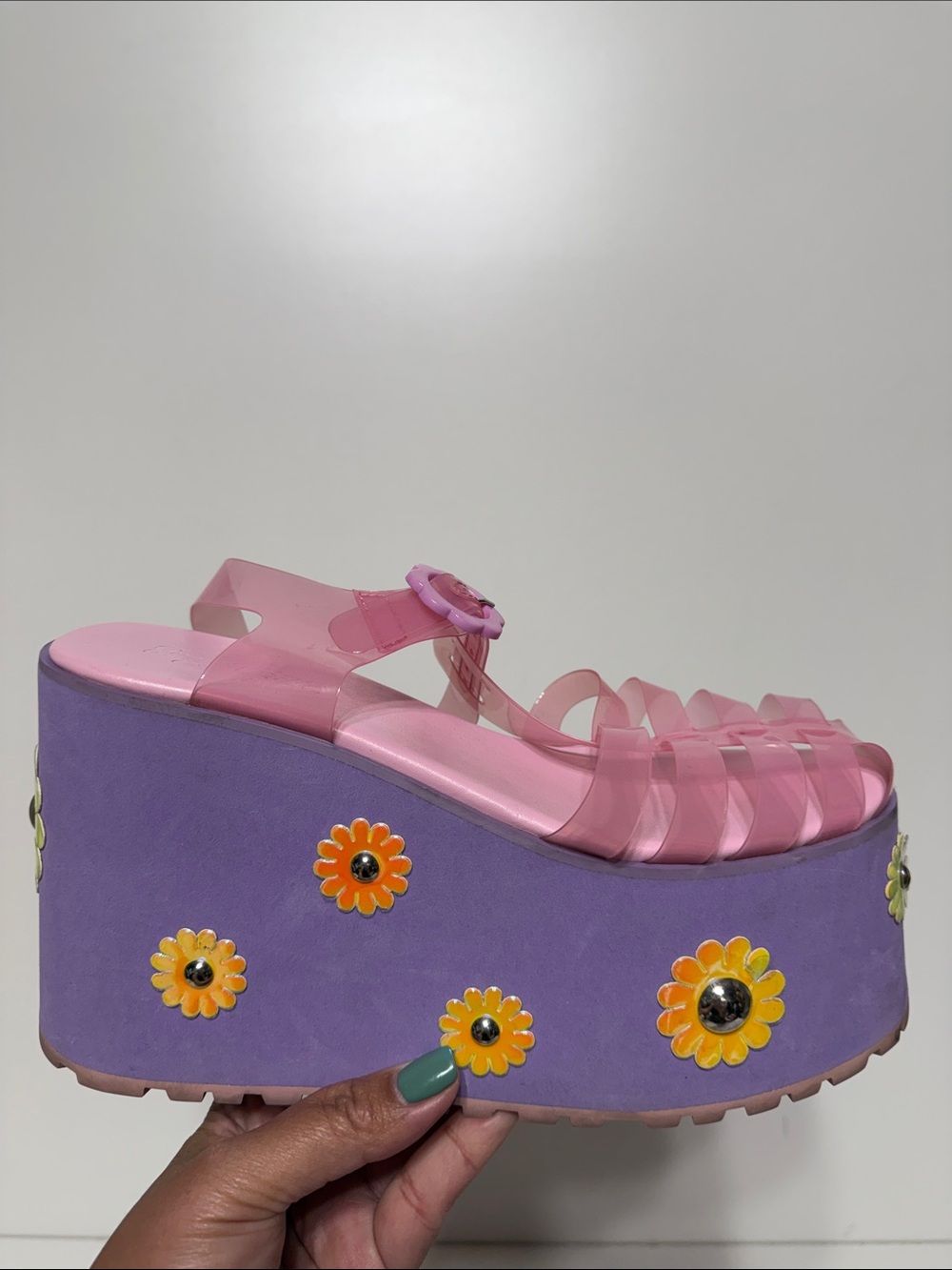 Sugar Thrillz Chasin' Daisies Jelly Platform Sandals Dolls Kill